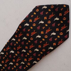 Ferragamo Silk rabbit and hunter Grape Tie Black